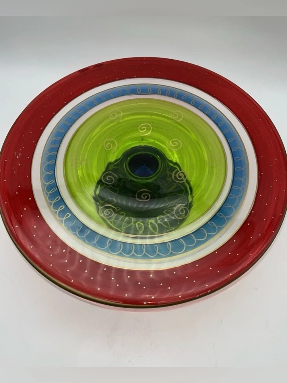 Pier 1 Festive Stripe Cake Plate Christmas Holiday Colorful 12